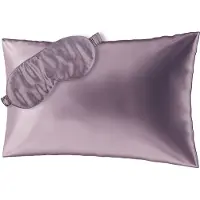 Ailoria BEAUTY SLEEP SET Oreiller à fermeture éclair en soie (40x60) (violet) avec masque pour les yeux (Taie d’oreiller, 40x60)