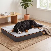 WISFOR Lit pour chien XL, coussin orthopédique pour chien, tapis pour chien Lit pour chat imperméable et lavable, 110 x 85 x 10 cm