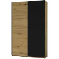 Stella Trading Armoire à portes coulissantes Pol Power Fast, aggloméré, film décoratif Artisan chêne/noir, 125 x 196 x 38 cm