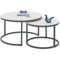 Stella Trading Gino Table basse set de 2 pièces 80x42 cm céramique blanc marbré