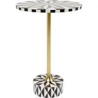 Kare Table d'appoint Design Domero Star, blanche/marron, diamètre 40 cm, idéale pour le salon