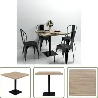 The Living Store Table de bistrot MDF et acier Carré 80x80x75 cm imitation chêne