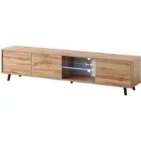 Selsey Galhad – Meuble TV bas Wotan, chêne mat avec éclairage LED blanc, 175 cm