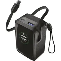 Cellularline Power Bank Roller 10000 (10000 mAh, 45 W), Chargeur de secours, Noir
