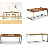 vidaXL Table de salle à manger en bois massif et acier 180 cm - Table de salle à manger - Tables de salle à manger