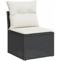 vidaXL Ensemble de salon de jardin 11 pièces avec coussins noir poly rotin