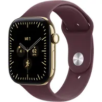 Apple Watch Series 12 GPS + Cellular 46 mm Boîtier en titane Radiant Gold avec Sport Band Burgundy - M/L