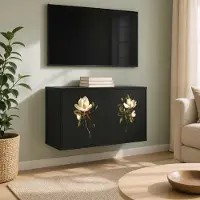 Prolenta Meuble TV mural exclusif, modèle BREMEN, dimensions : 69 x 33 x 40 cm, fabriqué en panneaux de particules
