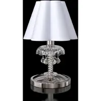 Casa Padrino Luxus Barock Kristall Tischleuchte Silber / Weiß Ø 20 x H. 30 cm - Lampe de chevet somptueuse avec verre en cristal de Bohème - Luminaires en cristal baroque - Noble & Somptueux