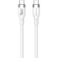 Hyper HyperJuice Câble en Silicone USB-C à USB-C (1m/240W) – Longueur de 1m – Livraison d'énergie 240W PD 3.1 EPR – Compatible avec les appareils et chargeurs USB-C - Blanc