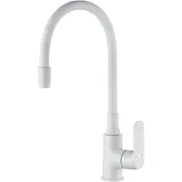 Invena Joga Plus Mitigeur d'évier de cuisine avec bec flexible, blanc