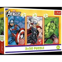 Trefl PUZZLE CUBES 3x50 Votre dieu./Marvel TheAven. 34891