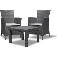 Keter Allibert Ensemble de meubles de balcon et de jardin Rosario, y compris coussins d'assise, couleur graphite