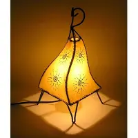 SIMANDRA Lampe orientale Lampe henné marocain en cuir Lampe de table Lampadaire Mellah Soleil 35-38 cm, jaune