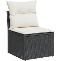 vidaXL Ensemble de salon de jardin 7 pièces avec coussins noir poly rotin