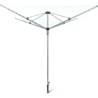 Relaxdays Séchoir à linge 49 m, H x l x P : 184 x 242 x 242 cm, corde résistante à la déchirure, base stable avec piquet, jardin, argent