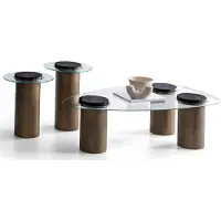 AEA Luxuriöses Couchtisch-Set Moderne Glasplatten Wohnzimmertische 3tlg
