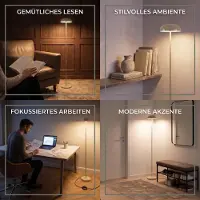 Northpoint Elblight.de : Lampe sur pied LED, design, avec variateur, 217 lumens, lumière blanc chaud 3000 K, avec interrupteur à pied, forme demi-cercle, couleur beige