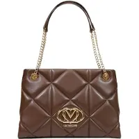 Moschino Love cabas matelassé marron, cœur M, chaînes