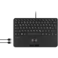 Perixx PERIBOARD-526 H FR, Mini clavier USB filaire, trackball, hub USB