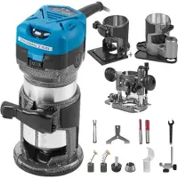 Vevor Défonceuse Électrique 710 W Affleureuse à Bois avec 4 Bases Fixe+Inclinable+Plongeante+Décalée