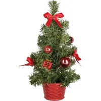 Idena Sapin de Noël décoré rouge 10 LED blanc chaud 35cm à piles
