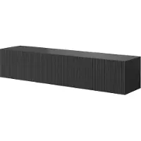 Selsey Veldio - Meuble TV suspendu, noir avec façades striées, 140 cm