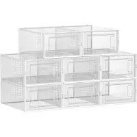 Songmics Boîtes à chaussures Lot de 8 boîtes de rangement Organiseur à chaussures taille 44 blanc