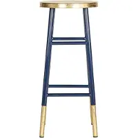 Safavieh Tabouret Raymos, en métal laqué, bleu marine/doré, dimensions : 34 x 34 x 76,2 cm