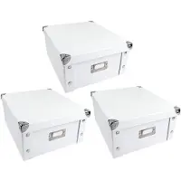 Ideen-mit-Herz Boîtes de rangement « Idées avec cœur » | Lot de 3 | Boîtes de rangement avec couvercle | Pliables | En carton et métal | 11 litres | Dimensions : 31 cm x 26 cm x 14 cm chacune (blanc)