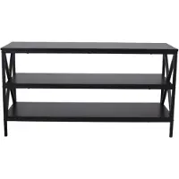 Sensahome Meuble TV Vintage - Meuble TV industriel en bois avec cadre en acier - 3 niveaux avec étagères - 140 x 40 x 62,5 cm - Noir