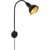 Briloner Spot mural LEUCHTEN HYGGE, 25 W, IP20, noir-doré, métal, excl. 1x E14, Ø 8 cm