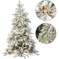 INFACTORY Sapin de Noël artificiel blanc 500 LED / 857 branches / 225 cm