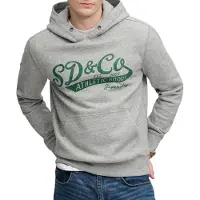Superdry pour homme. M2014566A Sweat à capuche Vintage Script gris (M), Casuel, Coton