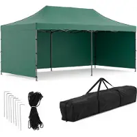 Springos Tente de réception - 600 x 300 x 310 cm - Hauteur réglable - PVC - Polyester - Structure pliante "accordéon" - Vert