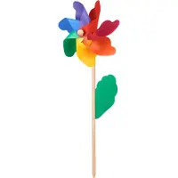 Merkloos bâton de jardin moulin à vent - set de 2 - fleur - pour enfants - wind spinner