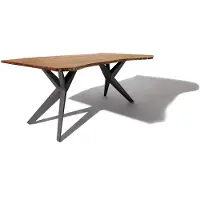 MASSIVMOEBEL24.DE MASSIVMOEBEL24 | Table à manger 220x100 Acacia laqué Bois naturel / Gris mat FREEFORM #47