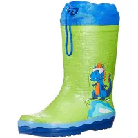 Playshoes Bottes en caoutchouc 'Dino' bleu / citron vert / orange