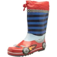 Playshoes Bottes en caoutchouc 'Rennwagen' bleu / rouge / blanc