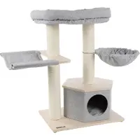 Flamingo Arbre à gratter Kaleb – Gris et beige – 88 cm | Élégant, fonctionnel et confortable