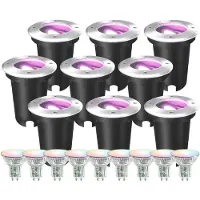 LEDVION Lot de 9 Spot LED Encastrable Exterieur IP67 4.9W GU10 RGB rond