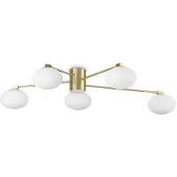 Ideal Lux Plafonnier contemporain Hermes Métal Laiton 5 Luminaires G9 3W 3000K Lumière chaude