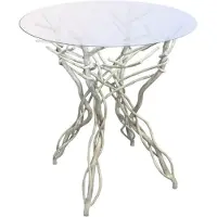 Casa Padrino Luxe Table Art Nouveau Gris Ø 60 x H. 75 cm - Table de jardin en fer forgé forgé à la main avec plateau en verre - Meubles de jardin et de salle à manger de luxe Art Nouveau