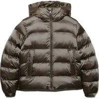 Superdry pour femme. W5012187A Veste Matelassée Brillante à Capuche noire (L), Casuel, Polyester