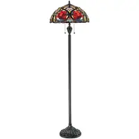 QUOIZEL Lampadaire, verre Tiffany, métal, bronze, H 157,5 cm