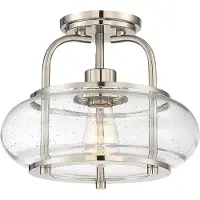 QUOIZEL Plafonnier, métal verre, nickel, D 30,5 cm