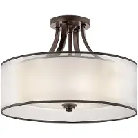 Kichler Plafonnier, lin verre acier, D 50,8 cm