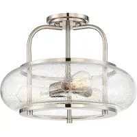 QUOIZEL Plafonnier Trilogy, nickel brossé, 3xE27x60W, verre, dimensions : 30,2 x 40,6 x 40,6 cm, IP20,