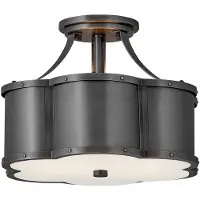 HINKLEY Plafonnier Chance noir 2xE27x60W en verre, dimensions : 25,4 x 36,2 x 36,2 cm, IP20,