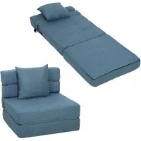 HOMCOM Fauteuil-lit pliable, canapé-lit, fauteuil pliant 2-en-1 avec fonction lit, coussins